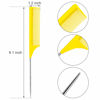 Picture of 3 Packs Rat Tail Comb Steel Pin Rat Tail Carbon Fiber Heat Resistant Teasing Combs with Stainless Steel Pintail (Yellow)
