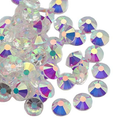 Picture of Jollin Glue Fix Crystal Flatback Rhinestones Glass Diamantes Gems for Nail Art Crafts Decorations Clothes Shoes(ss4 2880pcs, Transparent AB)