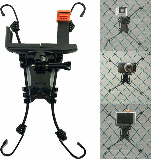 Picture of Pmsanzay 3 in 1 Universal Action Camera Backstop Chain Link Fence Mount for Action Camera/Digital Camera/Smartphone-Ideal Backstop Camera Mount for Recording Baseball,Softball and Tennis Games