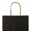 Picture of bagmad 100 Pack Medium 8x4.75x10 inch Black Kraft Paper Bags with Handles Bulk, Gift Bags, Craft Grocery Shopping Retail Party Favors Wedding Bags Sacks (Black, 100pcs)