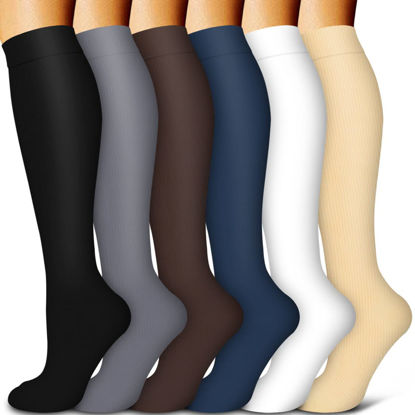 Picture of BLUEENJOY Copper Compression Socks for Women & Men (6 pairs) - Best Support for Nurses, Running, Hiking, Recovery