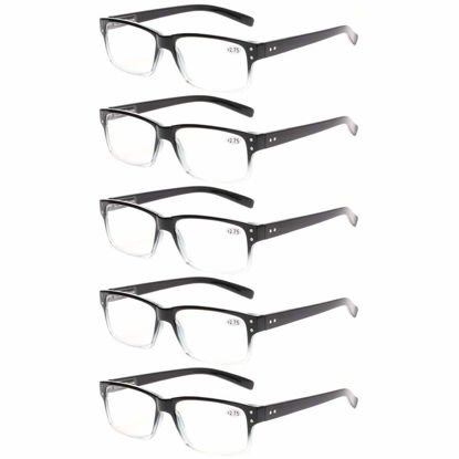 Picture of NORPERWIS Reading Glasses 5 Pairs Quality Readers Spring Hinge Glasses for Reading for Men and Women (5pcs - Black/Clear, 5.00)