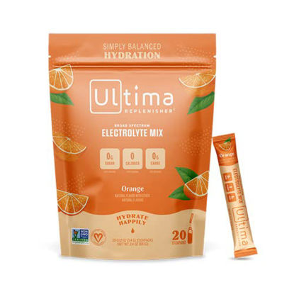 Picture of Ultima Replenisher Hydration Electrolyte Packets- 20 Count- Keto & Sugar Free- On the Go Convenience- Feel Replenished, Revitalized- Non-GMO & Vegan Electrolyte Drink Mix- Orange