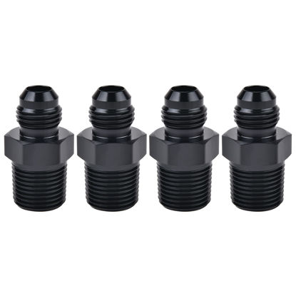 Picture of EVIL ENERGY 8AN Male Flare to 1/2" NPT Pipe Fitting Adapter Aluminum Straight Black 4PCS