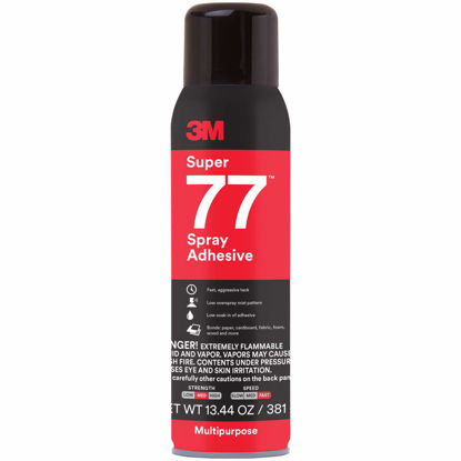 Picture of 3M Super 77 Multipurpose Permanent Spray Adhesive Glue, Paper, Cardboard, Fabric, Plastic, Metal, Wood, Net Wt 13.44 oz