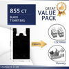 Picture of YoYoRain 855 PCS Black Thank you bags, T shirt bags, Plastic Bags with Handles, Grocery shopping bag Reusable and Disposable Supermarket Bag 11.5''x6.25''x21'' (Black)