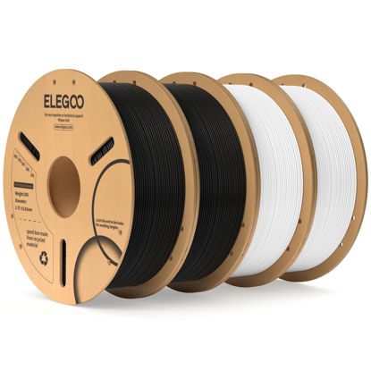Picture of ELEGOO PLA Filament 1.75mm Bundle 4KG, Black & White 3D Printer Filament Bulk Dimensional Accuracy +/- 0.02mm, 4 Pack 1kg Cardboard Spool(2.2lbs) Fits for Most FDM 3D Printers
