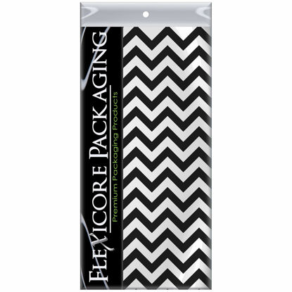 Picture of Flexicore Packaging Black Chevron Print Gift Wrap Tissue Paper Size: 15 Inch X 20 Inch | Count: 10 Sheets | Color: Black Chevron