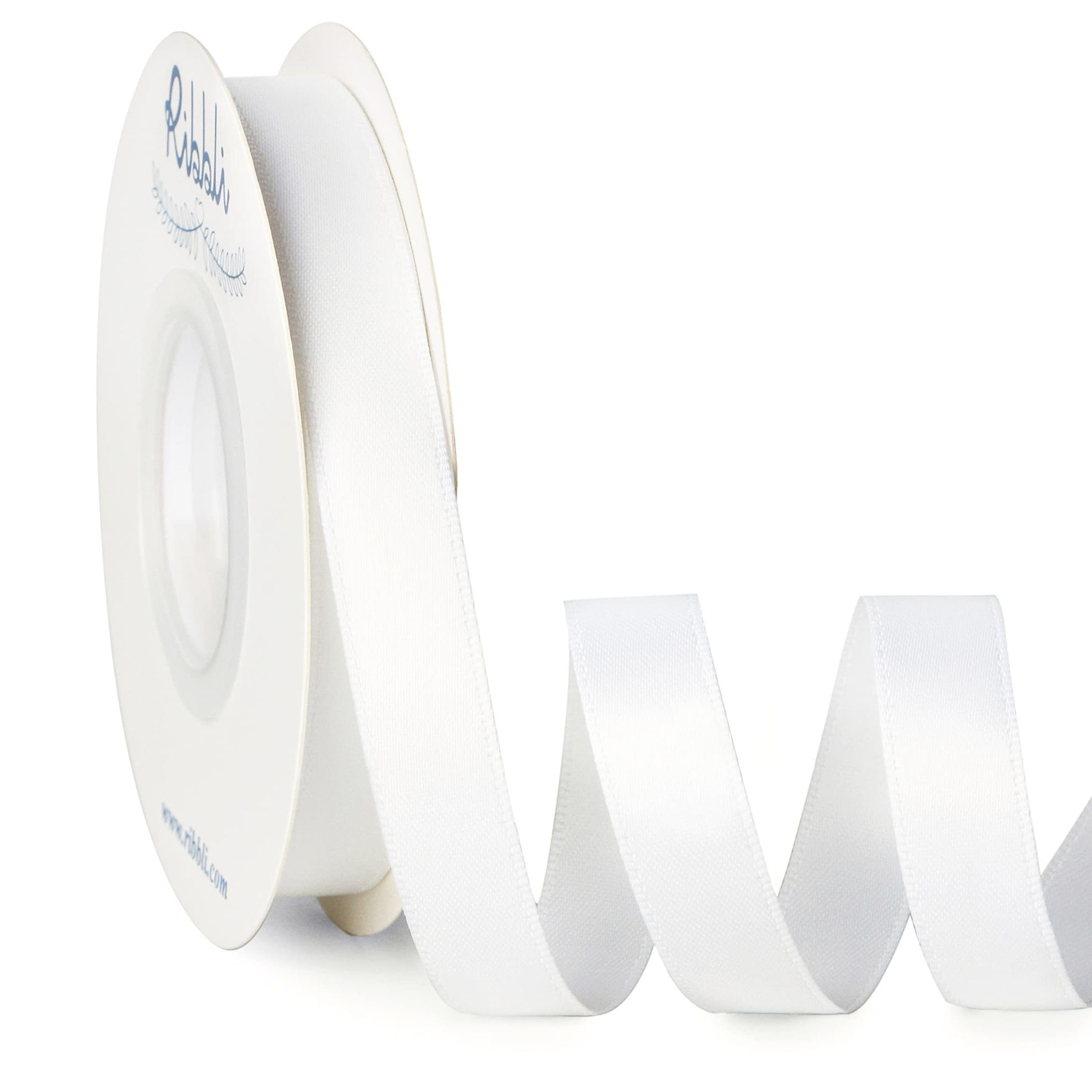 GetUSCart- Ribbli Double Faced White Satin Ribbon,1/2” x Continuous 25 ...