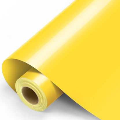 Picture of Yellow Permanent Vinyl - 12"x11FT Yellow Adhesive Vinyl Roll for All Cutting Machine, Permanent Outdoor Vinyl for Decor Sticker, Car Decal, Scrapbooking, Signs, Glossy & Waterproof