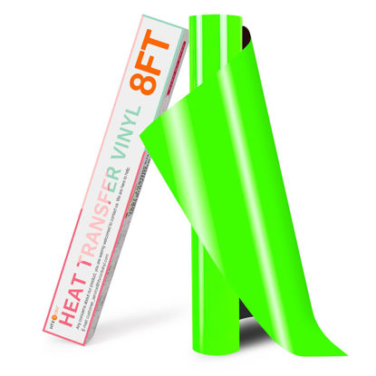 Picture of HTVRONT HTV Vinyl Rolls Heat Transfer Vinyl - 12" x 8ft Neon Green HTV Vinyl for Shirts, Iron on Vinyl for All Cutter Machine - Easy to Cut & Weed for Heat Vinyl Design