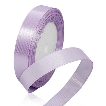 Picture of Solid Color Violet Satin Ribbon, 5/8 Inches x 25 Yards Fabric Satin Ribbon for Gift Wrapping, Crafts, Hair Bows Making, Wreath, Wedding Party Decoration and Other Sewing Projects