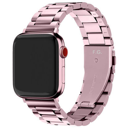 Picture of Fullmosa Compatible Apple Watch Band 42mm 44mm 45mm 49mm 38mm 40mm 41mm, Stainless Steel iWatch Band with Case for Apple Watch Series 8/7/6/5/4/3/2/1/SE/SE2/Ultra, 38mm 40mm 41mm Rose Pink