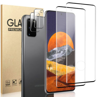 Picture of Galaxy S20 Screen Protector 【2+2 Pack】With Camera Lens Protector, Compatible Fingerprint, 3D Glass Full Coverage 9H Hardness Tempered Glass Screen Protector for Samsung Galaxy S20 5G(6.2 Inch)