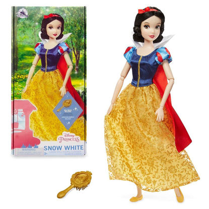 Picture of Disney Store Official Snow White Classic Doll for Kids, Snow White and The Seven Dwarfs, 11 ½ Inches, Includes Brush with Molded Details, Fully Posable Toy in Glittery Dress - Suitable for Ages 3+