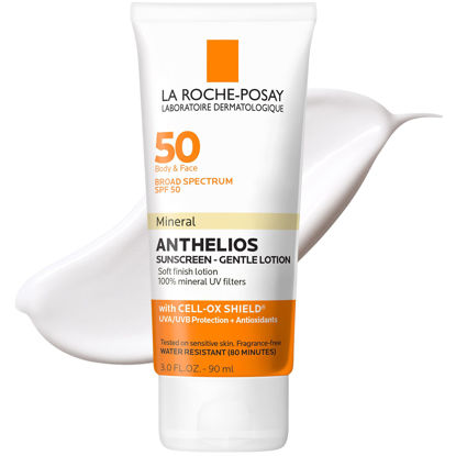 Picture of La Roche-Posay Anthelios Mineral Sunscreen Gentle Lotion Broad Spectrum SPF 50, Face and Body Sunscreen with Zinc Oxide and Titanium Dioxide, Oxybenzone & Octinoxate Free, Oil-Free