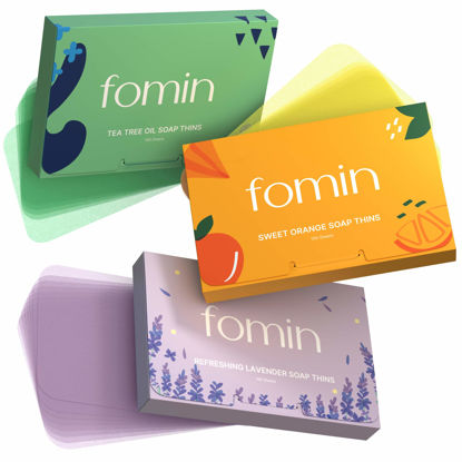 Picture of FOMIN - Antibacterial Paper Soap Sheets for Hand Washing - (300 Sheets) Orange, Tea Tree, Lavender Portable Travel Dissolvable Camping Mini Soap, Portable Soap Sheets
