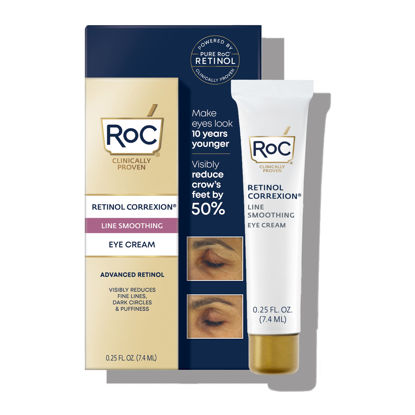 Picture of RoC Retinol Correxion Eye Cream Mini for Dark Circles & Puffiness, Daily Wrinkle Cream, Anti Aging Line Smoothing Skin Care Treatment, .25 oz