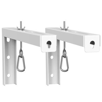 Picture of WALI Universal Projector Screen Ceiling Mount, Wall Hanging Mount L-Brackets, 12 inch Adjustable Extension with Hook Kit, Perfect Projector Screen Placement Hold up to 80 lbs (PSM001XL-W), White