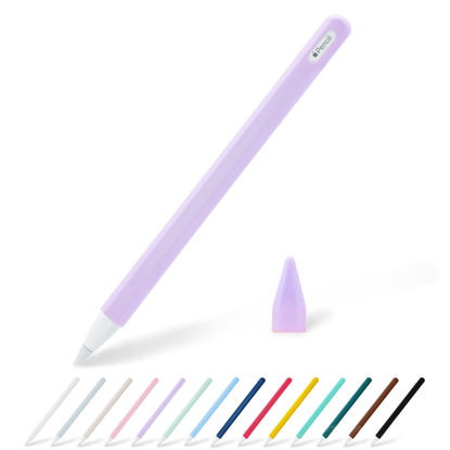 Picture of KELIFANG Silicone Case Sleeve Cover Compatible Apple Pencil 2nd Generation, Protective Skin Holder Grip and 2 Tip Cap Accessories Compatible iPad Pro 11 12.9 inch, Purple