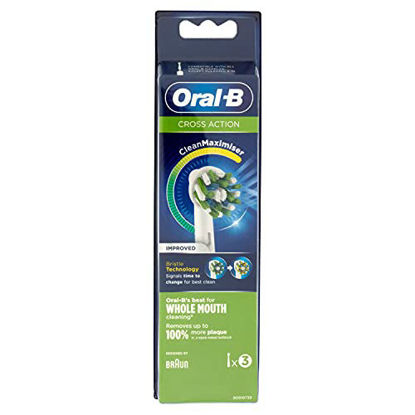 Picture of Oral-B Clean Maximiser Cross Action Electric Toothbrush Heads, 3D White, Whitening Action, Pack of 3, White