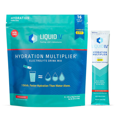 Picture of Liquid I.V. Hydration Multiplier - Strawberry - Hydration Powder Packets | Electrolyte Drink Mix | Easy Open Single-Serving Stick | Non-GMO | 16 Sticks