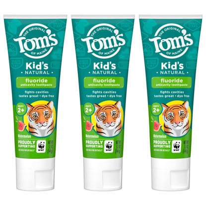 Picture of Tom's of Maine Kid's Natural Fluoride Toothpaste, Watermelon, 5.1 oz. 3-pack (Packaging May Vary)