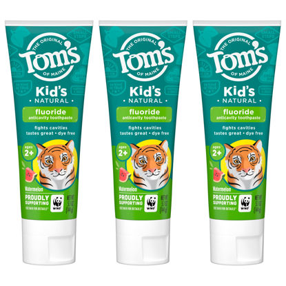 Picture of Tom's of Maine Kid's Natural Fluoride Toothpaste, Watermelon, 5.1 oz. 3-pack (Packaging May Vary)