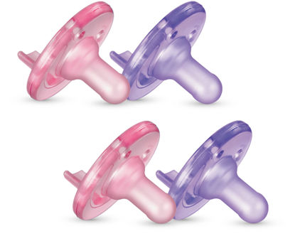 Picture of Philips AVENT Soothie Pacifier, Pink/Purple, 0-3 Months, 4 Pack, SCF190/42