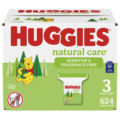Picture of Huggies Natural Care Sensitive Baby Wipes, Hypoallergenic, 99% Purified Water, 3 Refill Packs (624 Wipes Total) packaging may vary