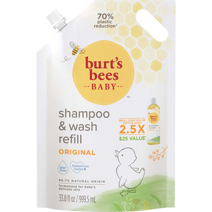 Picture of Burt's Bees Baby Shampoo & Wash Refill, Tear Free Non Irritating Soap, Gentle Plant Based Formula, Pediatrician Tested, Original - 33.8 oz