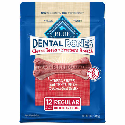 Picture of Blue Buffalo Dental Bones Regular Natural Dental Chew Dog Treats, (25-50 lbs) 12-oz Bag