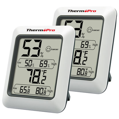 Picture of ThermoPro TP50 2 Pieces Digital Hygrometer Indoor Thermometer Room Thermometer and Humidity Gauge with Temperature Humidity Monitor