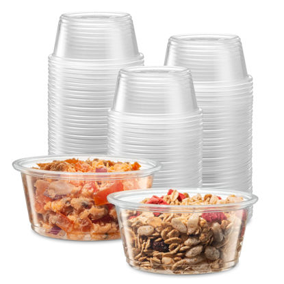 Picture of (3.25 oz - 200 Cups) Clear Disposable Plastic Portion Cups No Lids, Small Containers For Portion Controll, Jello Shots, Meal Prep, Sauce Cups, Slime, Condiments, Medicine, Dressings,