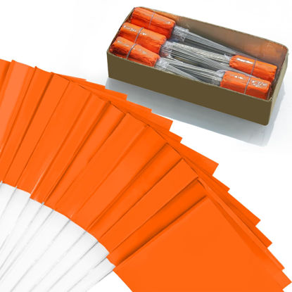 Picture of Zozen Marking Flags, Orange Marker Flags - 1000 Pcs | 15x4x5 Inch, Lawn Flags, Landscape Flags, Marker Flags for Lawn, Survey Flags, Irrigation Flags, Match with for Distance Measuring Wheel.