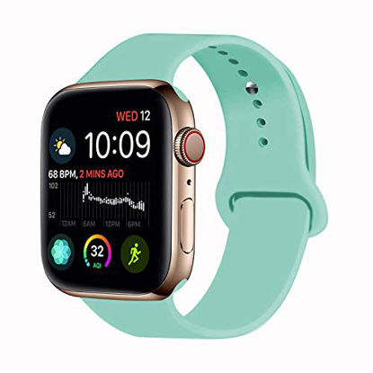 Picture of VATI Sport Band Compatible for Apple Watch Band 38mm 40mm, Soft Silicone Sport Strap Replacement Bands Compatible with 2019 Apple Watch Series 5, iWatch 4/3/2/1, 38MM 40MM M/L (Marine Green)
