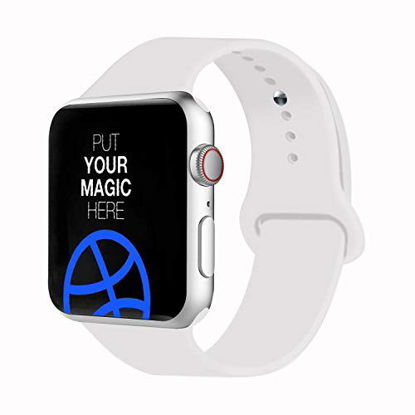 Picture of VATI Sport Band Compatible for Apple Watch Band 38mm 40mm, Soft Silicone Sport Strap Replacement Bands Compatible with 2019 Apple Watch Series 5, iWatch 4/3/2/1, 38MM 40MM S/M (White)