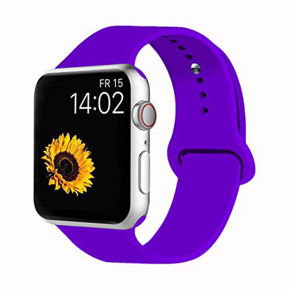 Picture of VATI Sport Band Compatible for Apple Watch Band 38mm 40mm, Soft Silicone Sport Strap Replacement Bands Compatible with 2019 Apple Watch Series 5, iWatch 4/3/2/1, 38MM 40MM S/M (Purple)