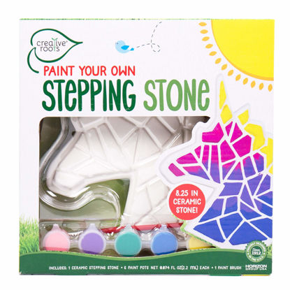 Picture of Creative Roots Mosaic Unicorn Stepping Stone, Includes 7-Inch Ceramic Stone & 6 Vibrant Paints, DIY Garden Stepping Stone Kit for Kids Ages 6+