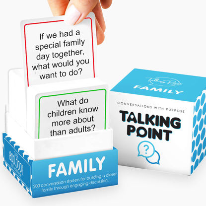 Picture of 200 Family Conversation Cards - Questions to Get Everyone Talking & Building Relationships - Fun Family Games for Kids and Adults - Get to Know Each Other Better for Family Game Night or Road Trip
