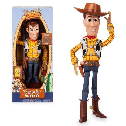 Picture of Disney Store Official Woody Interactive Talking Action Figure from Toy Story 4, 15 Inches, Features 10+ English Phrases, Interacts with Other Figures, Removable Hat, Ages 3+