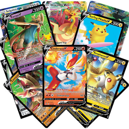 Picture of Pokemon Cards 50 Card Assorted Lot with Guaranteed V Pokemon