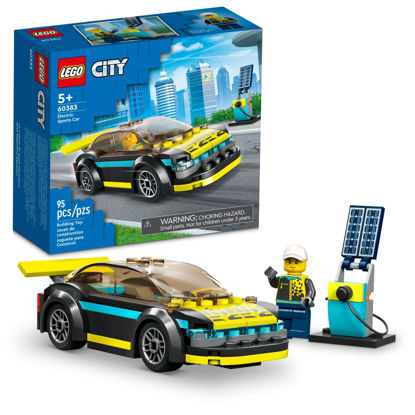 Picture of LEGO City Electric Sports Car 60383, Toy for 5 Plus Years Old Boys and Girls, Race Car for Kids Set with Racing Driver Minifigure, Building Toys