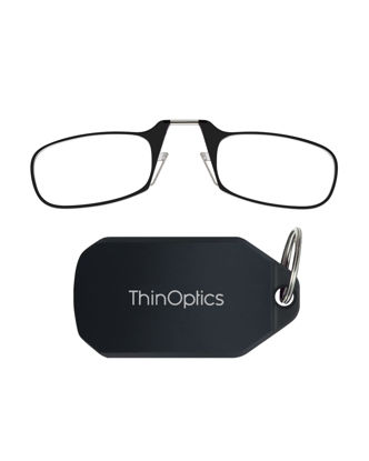 Picture of ThinOptics Keychain Case and Readers Rectangular Reading Glasses, Black, 44 mm + 2