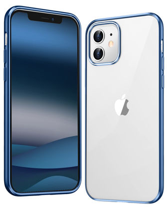 Picture of Temdan for iPhone 12 Case Clear, [Non Yellowing] Slim Thin Shockproof Phone Case for iPhone 12 6.1’’-Metal Blue
