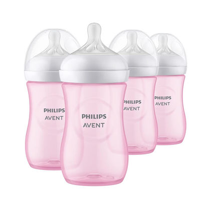 Picture of Philips AVENT Natural Baby Bottle with Natural Response Nipple, Pink, 9oz, 4pk, SCY903/14