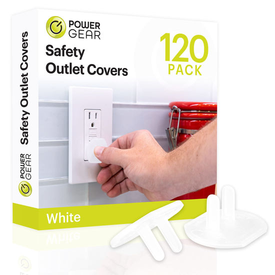 Picture of Power Gear Plastic, Shock Prevention, Child Safe, Baby proofing, Easy Install, UL Listed, Clear, Outlet Covers, 120 Pack, White, 69313