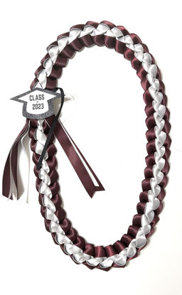 Picture of Graduation Leis 2023 with Money Holder, add your own! Burgundy & White