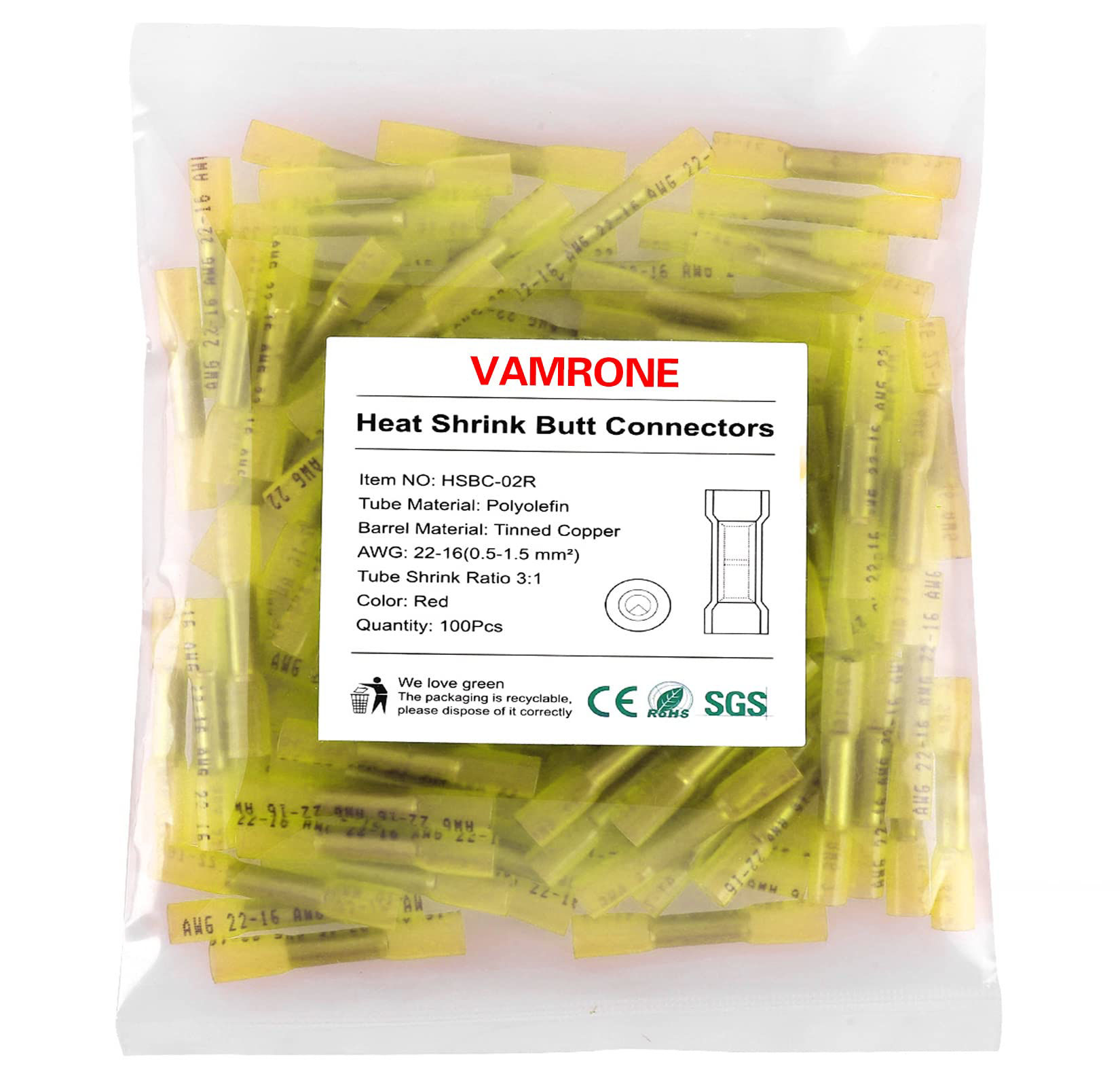 12-10 Gauge 3 Way Yellow Heat Shrink Butt Splice Wire Connector Automotive - Marine Made in USA 10-12 AWG 3-Way (4