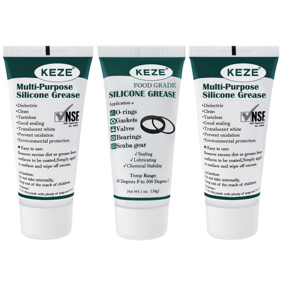 Picture of KEZE Silicone Grease Waterproof Food Grade Silicone Sealant Lubricant for Plumbers Valve Faucet O Rings 1 oz 3-Pack